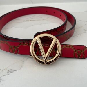 NEW Valentino by Mario Valentino Red Leather Belt Women Size Medium